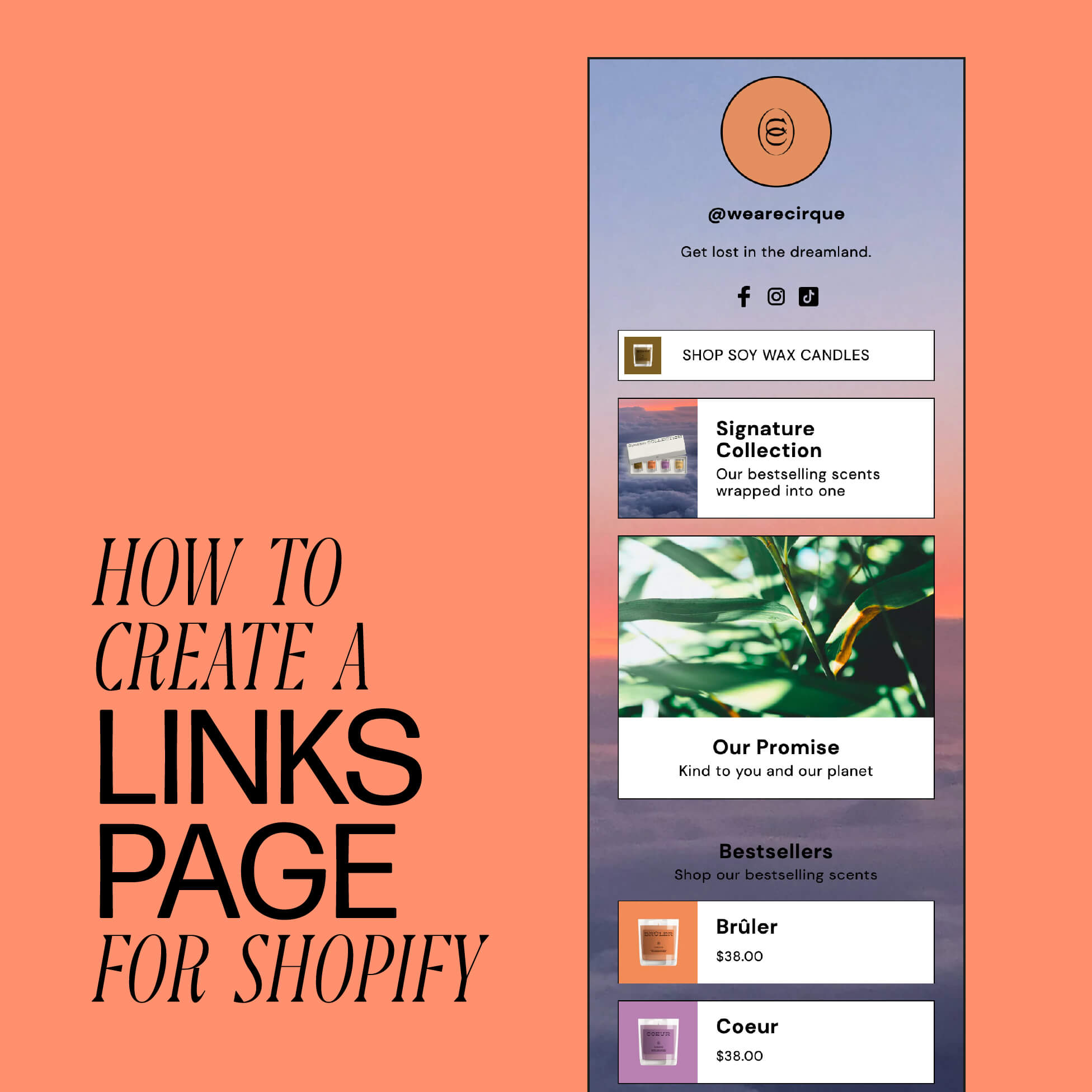 How to create a links page for Shopify